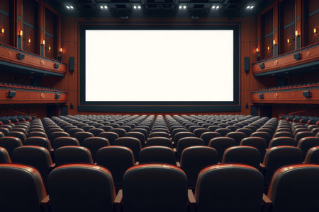 Screens and seats in an empty cinemaの素材