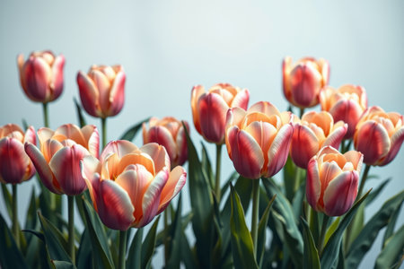 Pink and orange tulip flowersの素材