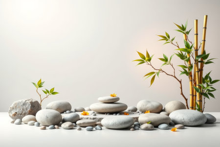 Zen Stone Bamboo Natural Still Life Materialの素材