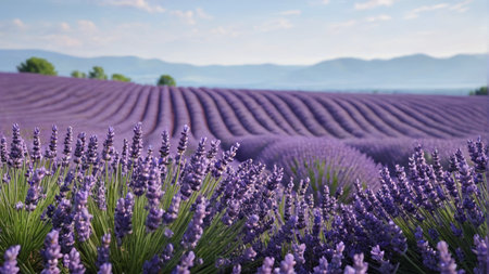 Purple lavender fields natural sceneryの素材