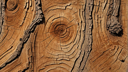 Close up of cross sectional grain of old woodの素材