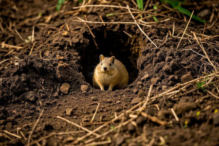 Rodent critters at the cave entranceの素材