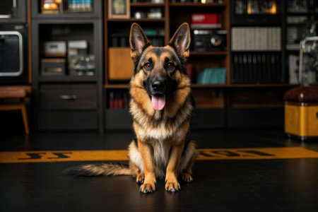 German Shepherd Sitting Indoorsの素材
