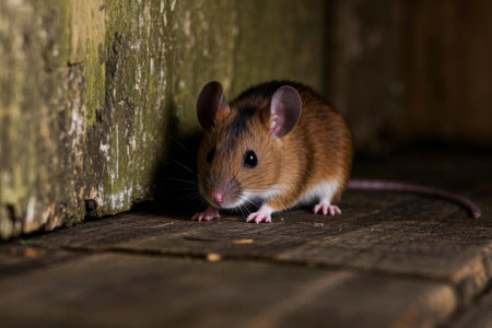 Close up of a mouse in the cornerの素材