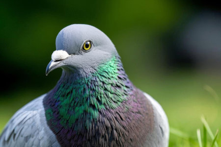 Close up of a gray pigeonの素材