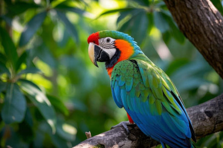 Colorful macaws on branchesの素材