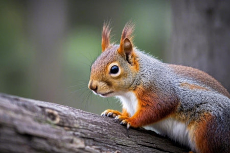 Close up of a squirrel on a branchの素材