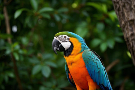 Close up of the colorful macawの素材