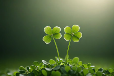 Close up of two four leaf clover plantsの素材