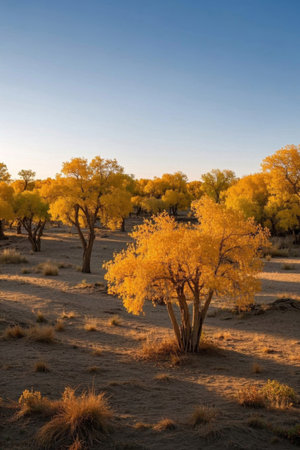 Natural scenery of Alxa Poplar Forest in Inner Mongoliaの素材