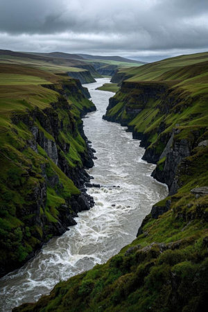 Iceland's river valleys and natural sceneryの素材