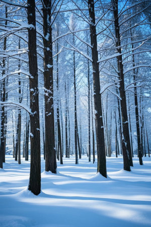 Winter snow covered forest sceneryの素材