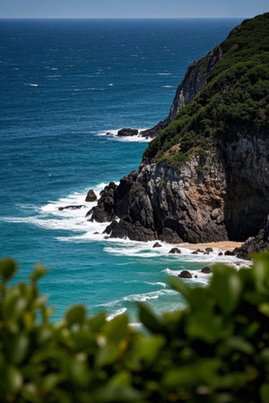 Rock and wave landscape on the coastの素材