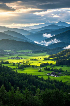 Mountain pastoral scenery and natural sceneryの素材