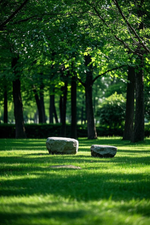 Forest meadows and stone natural landscapesの素材