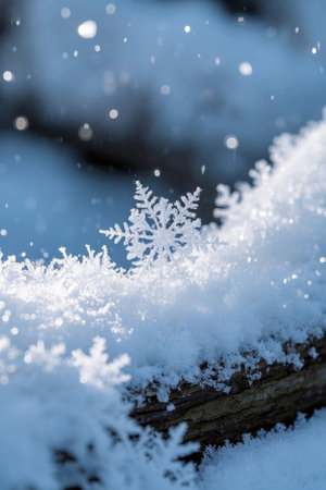 Close up of snowflake covered natureの素材
