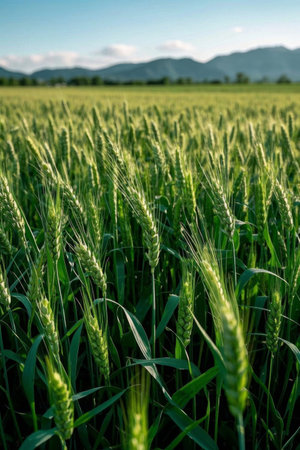 Green wheat fields natural sceneryの素材