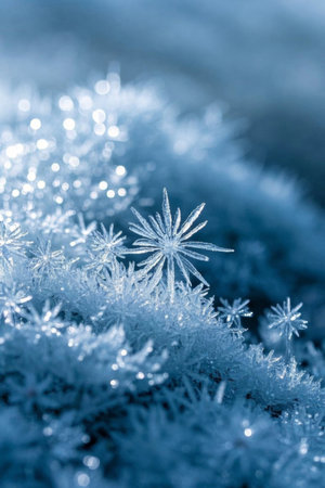 Macro Snowflake Ice Crystal Close upの素材