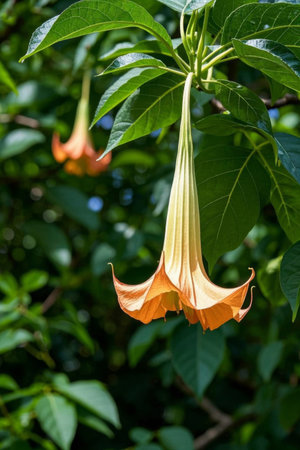 Close up of orange datura flowersの素材