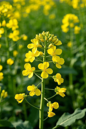 Close up of yellow rapeseed flowersの素材