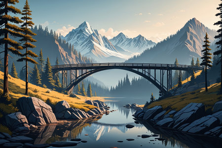 Mountain bridges and natural sceneryの素材