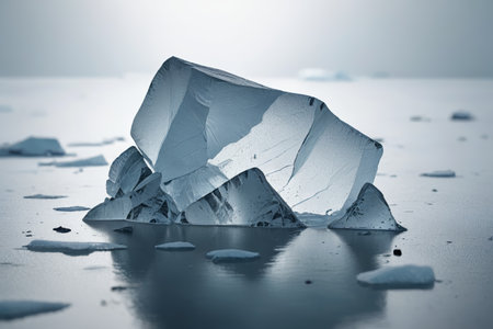 Large ice cubes floating on the waterの素材