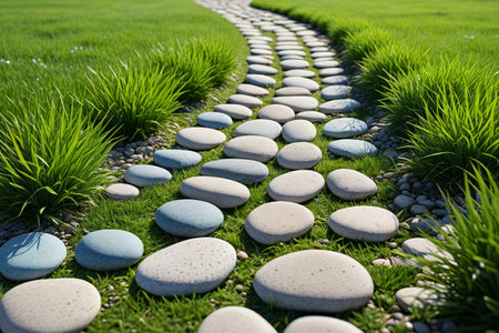Pebble path in the grassの素材