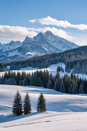 Snow Mountain Forest Snow Scene Natural Sceneryの素材