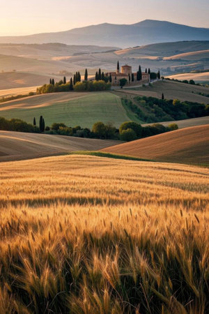 Farmhouse views in the Italian countrysideの素材