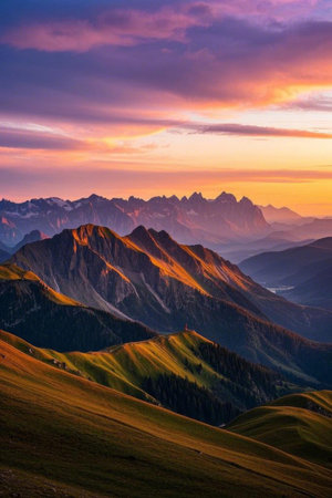 Magnificent mountain views at duskの素材