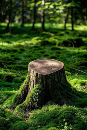 Mossy tree stumps in the forestの素材
