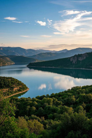 Panoramic natural scenery of mountains, rivers and lakesの素材