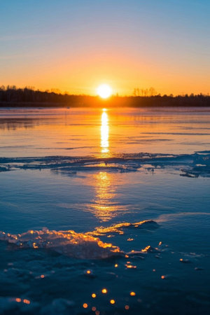 Sunrise over the ice natural landscapeの素材