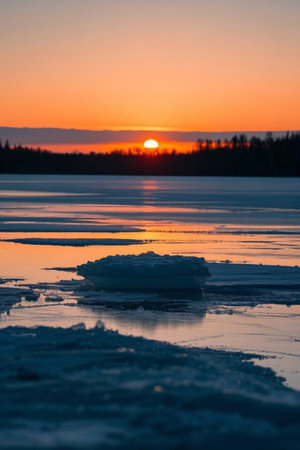 Ice sunset natural sceneryの素材