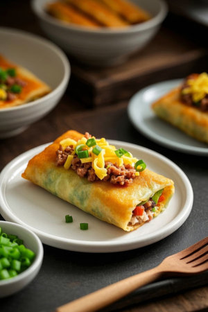 Delicious Pancake Roll Food Close upの素材