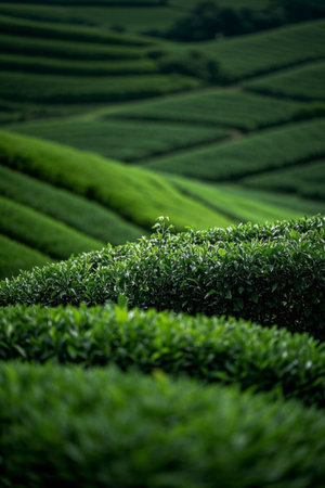 Terraced green tea plantationsの素材