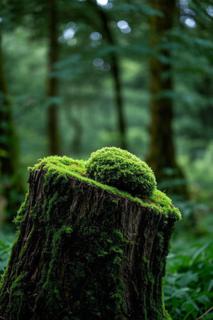 Close up of moss on a tree stump in the forestの素材
