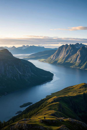 Panoramic view of the Norwegian fjordsの素材