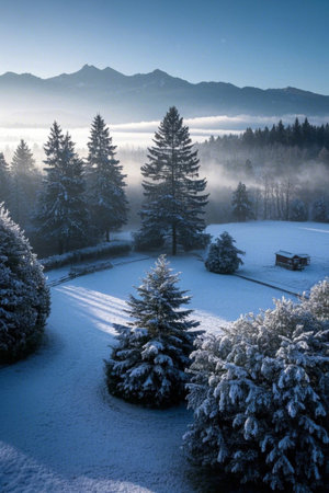 Snowback forest landscapeの素材