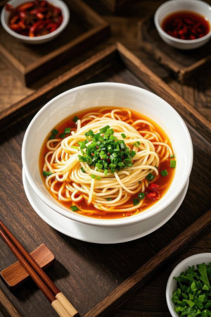 Close up of Chinese noodle delicaciesの素材