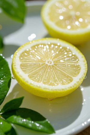 Close up of sliced lemonの素材