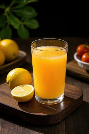 Fresh juice and fruit in glassの素材