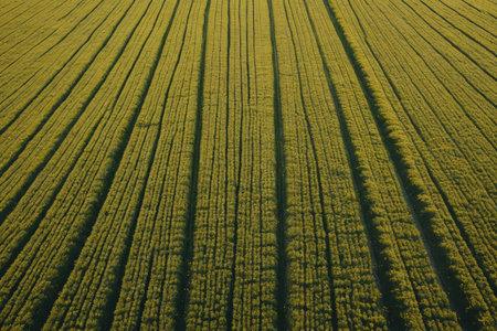 Aerial photography of neatly arranged farmlandの素材