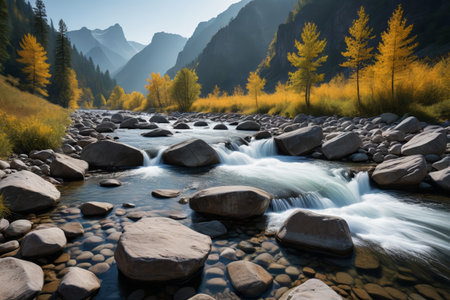 Autumn natural scenery of mountain riversの素材