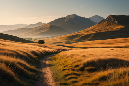 Mountain meadow trails and natural sceneryの素材