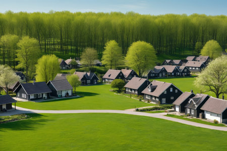 Housing clusters in suburban green landscapesの素材