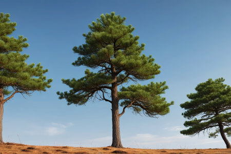 Pine natural landscape against blue skyの素材