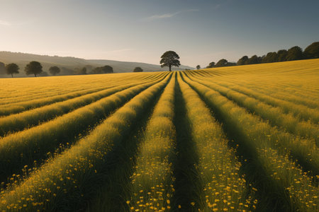 Panoramic view of golden fieldsの素材