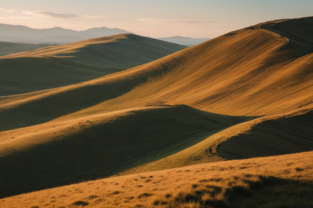 Rolling hill landscape at duskの素材
