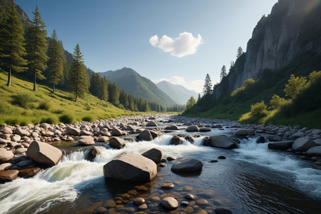 Mountain rivers and forest natural sceneryの素材